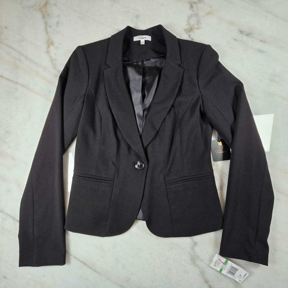 NWT Takara Single Button Blazer‎ Juniors Large Black Minimalist Chic Clean Girl